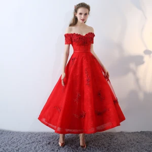 Chic Beautiful Red Evening Dresses 2017 Lace Strapless Appliques Backless Embroidered Printing Formal Dresses