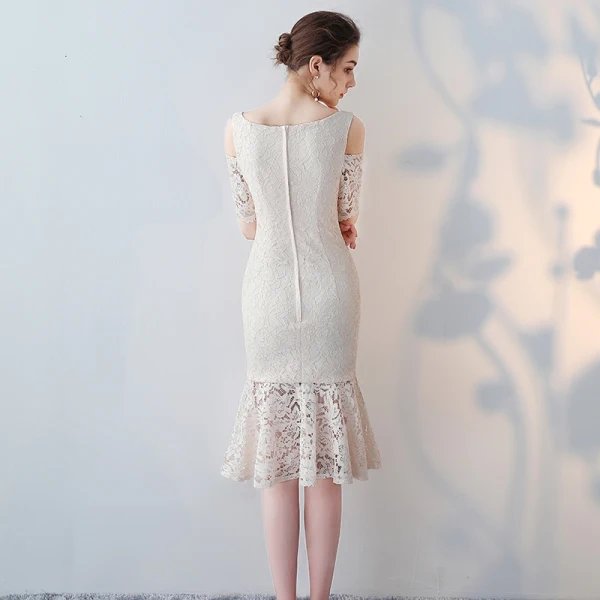 Chic / Beautiful 2017 White Graduation Dresses Appliques Pierced Lace Strapless Trumpet / Mermaid Homecoming Formal Dresses