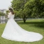 Elegante Klassisch Weiß Brautkleider 2017 A Linie Spitze V-Ausschnitt Tülle Perlenstickerei Pailletten Applikationen Rückenfreies Hochzeit