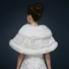White Winter Glitter Sequins Faux Fur Wedding Prom Shawls 2017