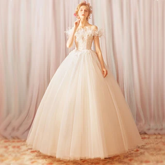 Chic Beautiful White Floor Length Long Wedding Dresses 2018 Tulle Appliques Backless Beading Sequins Strapless Ball Gown Wedding