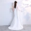 Luxury / Gorgeous Chinese style White Court Train Evening Dresses  2018 Trumpet / Mermaid U-Neck Charmeuse Embroidered Beading Rhinestone Evening Party Formal Dresses