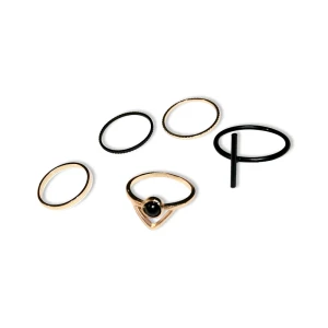 Modest Simple Black Gold Lucky Faith Rings Set Rave Club 4 Piece Rings 2019 Accessories