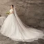 Moderne / Mode Blanche Grande Taille Robe De Mariée 2019 Dentelle Tulle Appliques Dos Nu Perlage Faux Diamant Chapel Train Mariage