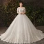 Unika Vita Extra Stor Storlek Bröllopsklänningar 2019 Tyll Appliqués Halterneck Beading Pärla Handgjort Chapel Train