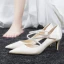 Modest / Simple Champagne Wedding Shoes 2020 Satin Glitter Sequins Cocktail Party Evening Party Womens Shoes