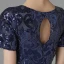 Chic / Beautiful Navy Blue Mother Of The Bride Dresses 2020 A-Line / Princess U-Neck Floor-Length / Long Short Sleeve Backless Beading Sequins Wedding Evening Party Wedding Party Dresses