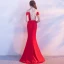 Schöne Rot Abendkleider 2017 Glanz A Linie Rückenfreies Mit Spitze Chiffon Bandeau Abend Festliche Kleider