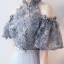 Modern / Fashion Grey Evening Dresses  2017 A-Line / Princess Appliques Scoop Neck Lace Embroidered Flower Evening Party Formal Dresses