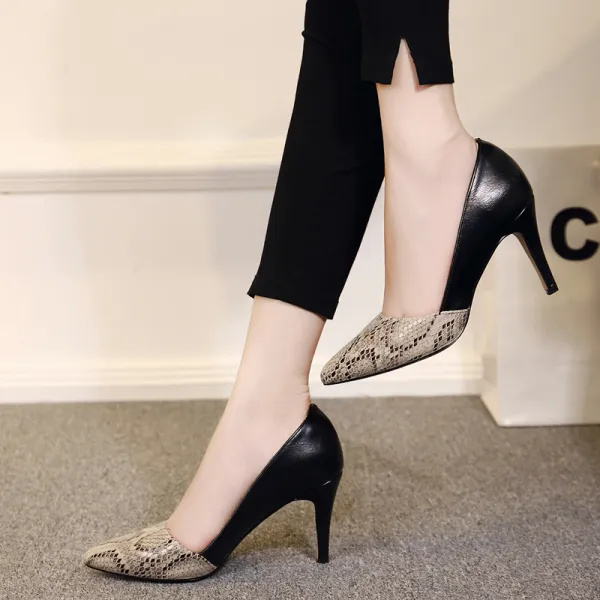 Chic / Beautiful 2017 8 cm / 3 inch Black White Casual Cocktail Party Evening Party Outdoor / Garden PU Summer High Heels Stiletto Heels Pumps