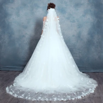 Classic White Wedding Veils 2017 Tulle Lace Embroidered Wedding