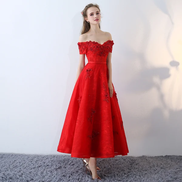Chic / Belle Rouge Robe De Soirée 2017 Dentelle Bustier Appliques Dos Nu Brodé Impression Robe De Ceremonie