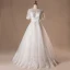 Elegante Klassisch Weiß Brautkleider 2017 A Linie Spitze V-Ausschnitt Tülle Perlenstickerei Pailletten Applikationen Rückenfreies Hochzeit