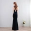 Modest / Simple Floor-Length / Long Navy Blue Evening Dresses  2018 Trumpet / Mermaid Charmeuse V-Neck Backless Evening Party Formal Dresses