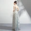 Sparkly Grey Floor-Length / Long Evening Dresses  2018 A-Line / Princess U-Neck Tulle Backless Beading Sequins Evening Party Formal Dresses
