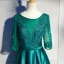 Chic / Beautiful Dark Green Floor-Length / Long Evening Dresses  2018 A-Line / Princess U-Neck Charmeuse Lace-up Appliques Backless Beading Evening Party Formal Dresses