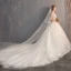 Luxury / Gorgeous White Ball Gown Wedding Dresses 2019 Lace Tulle Appliques Backless Strapless Beading Rhinestone Embroidered Cathedral Train Church Wedding