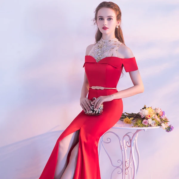 Schöne Rot Abendkleider 2017 Glanz A Linie Rückenfreies Mit Spitze Chiffon Bandeau Abend Festliche Kleider