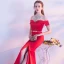 Schöne Rot Abendkleider 2017 Glanz A Linie Rückenfreies Mit Spitze Chiffon Bandeau Abend Festliche Kleider
