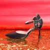 Moderne / Mode Rouge 9 cm Chaussure De Mariée Perlage Glitter Paillettes Talons Hauts À Bout Pointu Mariage Promo Soirée Chaussures Femmes 2019