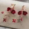 Flower Fairy Red Earrings Headpieces 2019 Metal Handmade  Beading Flower Rhinestone Wedding Prom Accessories