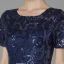 Chic / Beautiful Navy Blue Mother Of The Bride Dresses 2020 A-Line / Princess U-Neck Floor-Length / Long Short Sleeve Backless Beading Sequins Wedding Evening Party Wedding Party Dresses