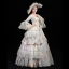Vintage / Retro Medieval Sky Blue Ball Gown Prom Dresses Long Sleeve U-Neck Floor-Length / Long Zipper Up Lace Handmade  Embroidered Cosplay Formal Dresses
