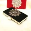 Élégant 2017 Noire Rouge Feuille Cristal Faux Diamant PU Plage Église Jardin / Extérieur Pochette