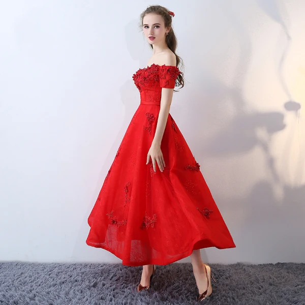 Chic / Belle Rouge Robe De Soirée 2017 Dentelle Bustier Appliques Dos Nu Brodé Impression Robe De Ceremonie