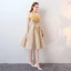 Chic / Beautiful 2017 Gold Cocktail Dresses Strapless Lace Handmade  Appliques A-Line / Princess Cocktail Party Evening Dresses