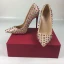 Schöne 2017 Violett Beige Abend Kunstleder Beige Niet Hochhackige Stilettos 12 cm Pumps