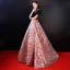 Luxury / Gorgeous Red Evening Dresses  2018 A-Line / Princess Scoop Neck Charmeuse Beading Printing Embroidered Evening Party Formal Dresses