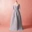 Modest / Simple Grey Plus Size 2018 A-Line / Princess Crossed Straps Tulle V-Neck Summer Sash Beach 1/2 Sleeves Mother Of The Bride Dresses