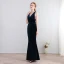 Modest / Simple Floor-Length / Long Navy Blue Evening Dresses  2018 Trumpet / Mermaid Charmeuse V-Neck Backless Evening Party Formal Dresses