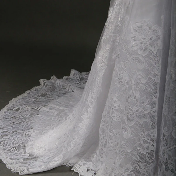 Luxe Ivoire Chapel Train Mariage 2018 Lacer Manches Longues Transparentes Appliques Dos Nu Percé Col Haut Trompette / Sirène Robe De Mariée