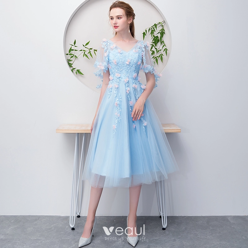 slim fit dress slacks Scoop Neck Light Blue Short Prom Dresses Lace Girls Junior Graduation –  Siaoryne