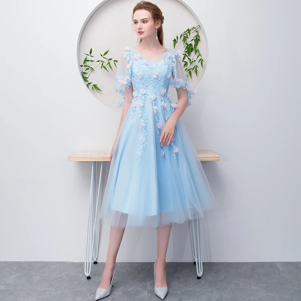 white graduation dress puff sleeves Cute Short Graduation Dress Tulle Homecoming Dresses SD1447 – Viniodress
