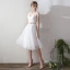 Lovely 2 Piece Short Evening Dresses  2018 A-Line / Princess White Tulle Appliques Backless Pierced Homecoming Formal Dresses