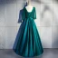 Chic / Beautiful Dark Green Floor-Length / Long Evening Dresses  2018 A-Line / Princess U-Neck Charmeuse Lace-up Appliques Backless Beading Evening Party Formal Dresses