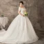 Moderne / Mode Blanche Grande Taille Robe De Mariée 2019 Dentelle Tulle Appliques Dos Nu Perlage Faux Diamant Chapel Train Mariage