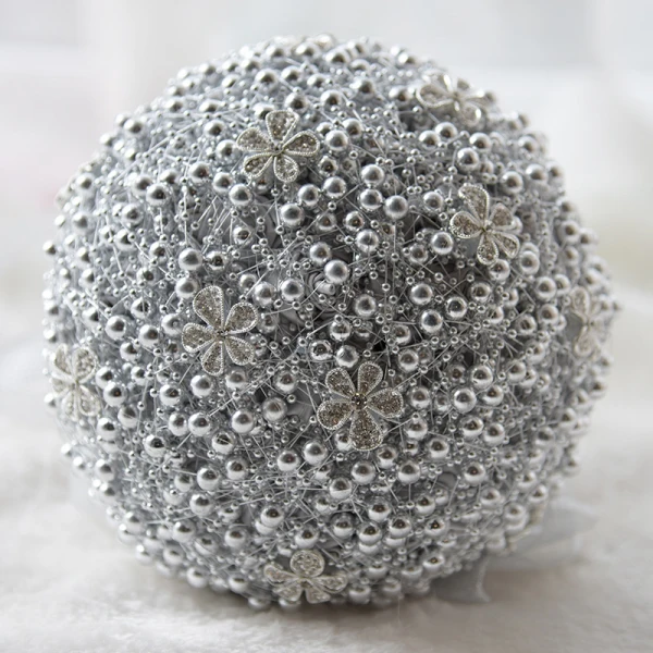 Piękne Szampan Ślub Frezowanie Perła Rhinestone Bukiety Ślubne 2019