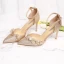 Chic / Beautiful Bling Bling Champagne Wedding Shoes 2019 9 cm Wedding High Heels Leather Butterfly Beading Pearl Pointed Toe Womens Shoes
