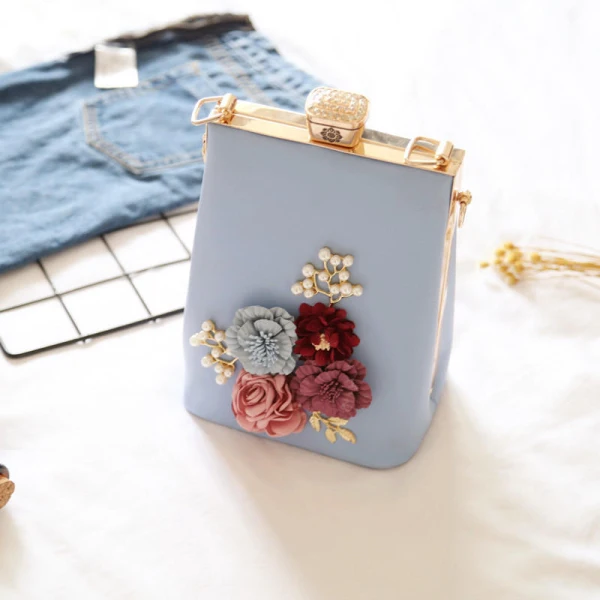Lovely Romantic Blushing Pink Clutch Bags Beading Flower Pearl Cocktail Party Evening Party Accessories 2019