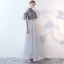 Modern / Fashion Grey Evening Dresses  2017 A-Line / Princess Appliques Scoop Neck Lace Embroidered Flower Evening Party Formal Dresses