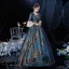 Vintage / Retro Medieval Gothic Multi-Colors Ball Gown Prom Dresses 2021 Square Neckline Long Sleeve Floor-Length / Long 3D Lace Printing Cosplay Evening Party Prom Formal Dresses