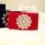 Élégant 2017 Noire Rouge Feuille Cristal Faux Diamant PU Plage Église Jardin / Extérieur Pochette