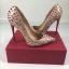 Schöne 2017 Violett Beige Abend Kunstleder Beige Niet Hochhackige Stilettos 12 cm Pumps