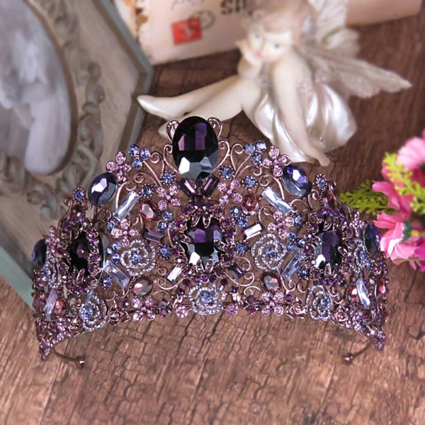 Chic / Beautiful Grape Bridal Jewelry 2017 Metal Beading Crystal Rhinestone Headpieces Wedding Prom Accessories