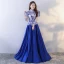 Chinese style Royal Blue Prom Dresses 2017 A-Line / Princess Charmeuse Halter Embroidered Beading Backless Evening Party Formal Dresses