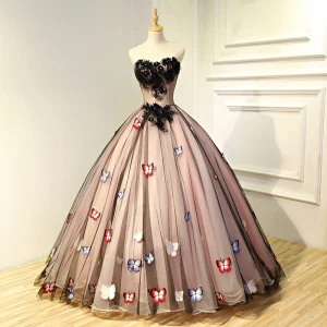 Fée Des Fleurs Noir Robe De Bal 2017 Noire Tulle Appliques Dos Nu Perlage Promo Robe De Ceremonie